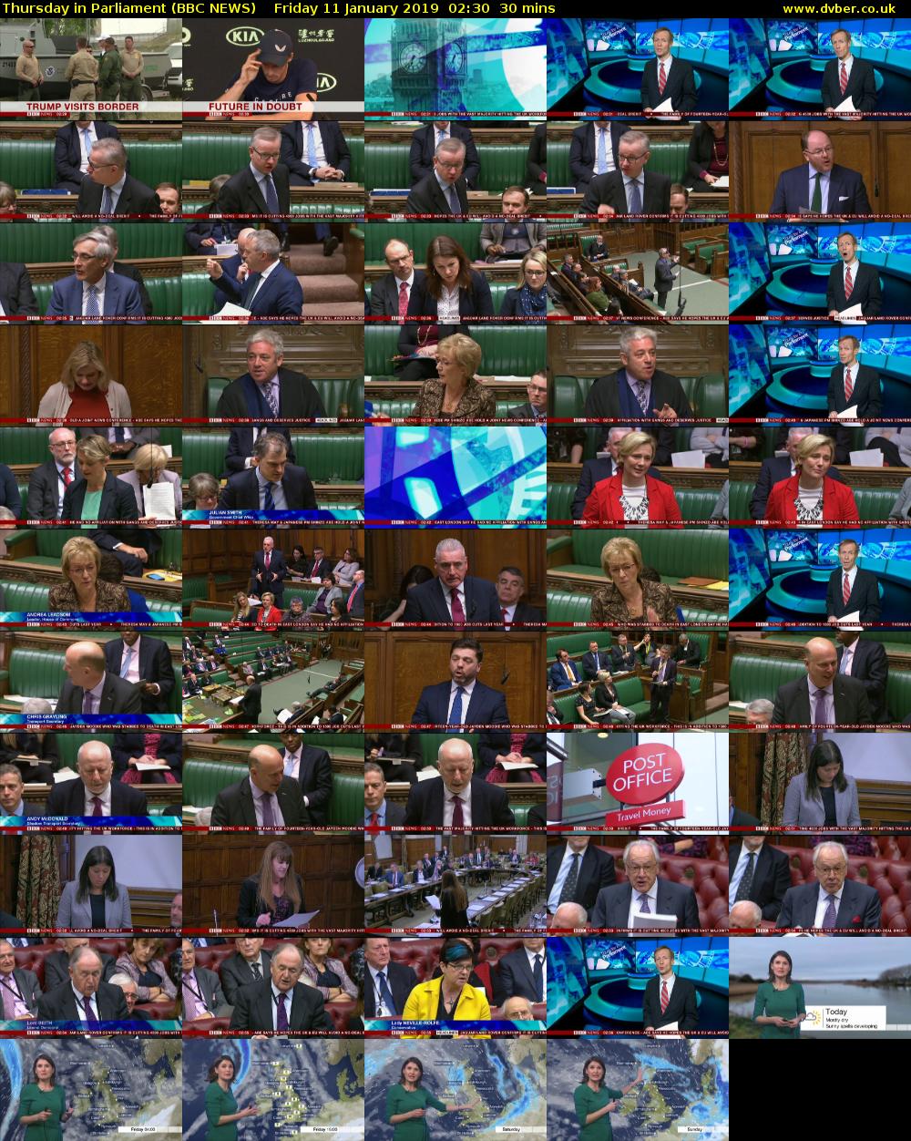 Thursday in Parliament (BBC NEWS) Friday 11 January 2019 02:30 - 03:00