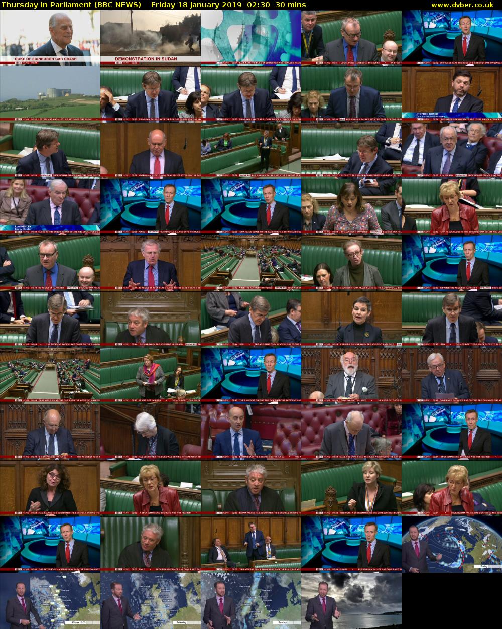Thursday in Parliament (BBC NEWS) Friday 18 January 2019 02:30 - 03:00