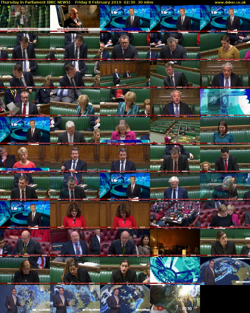 Thursday in Parliament (BBC NEWS) Friday 8 February 2019 02:30 - 03:00