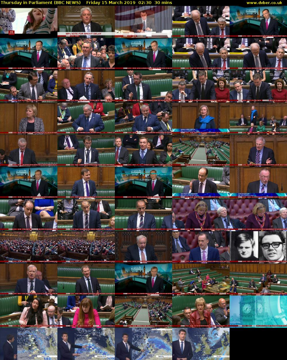 Thursday in Parliament (BBC NEWS) Friday 15 March 2019 02:30 - 03:00