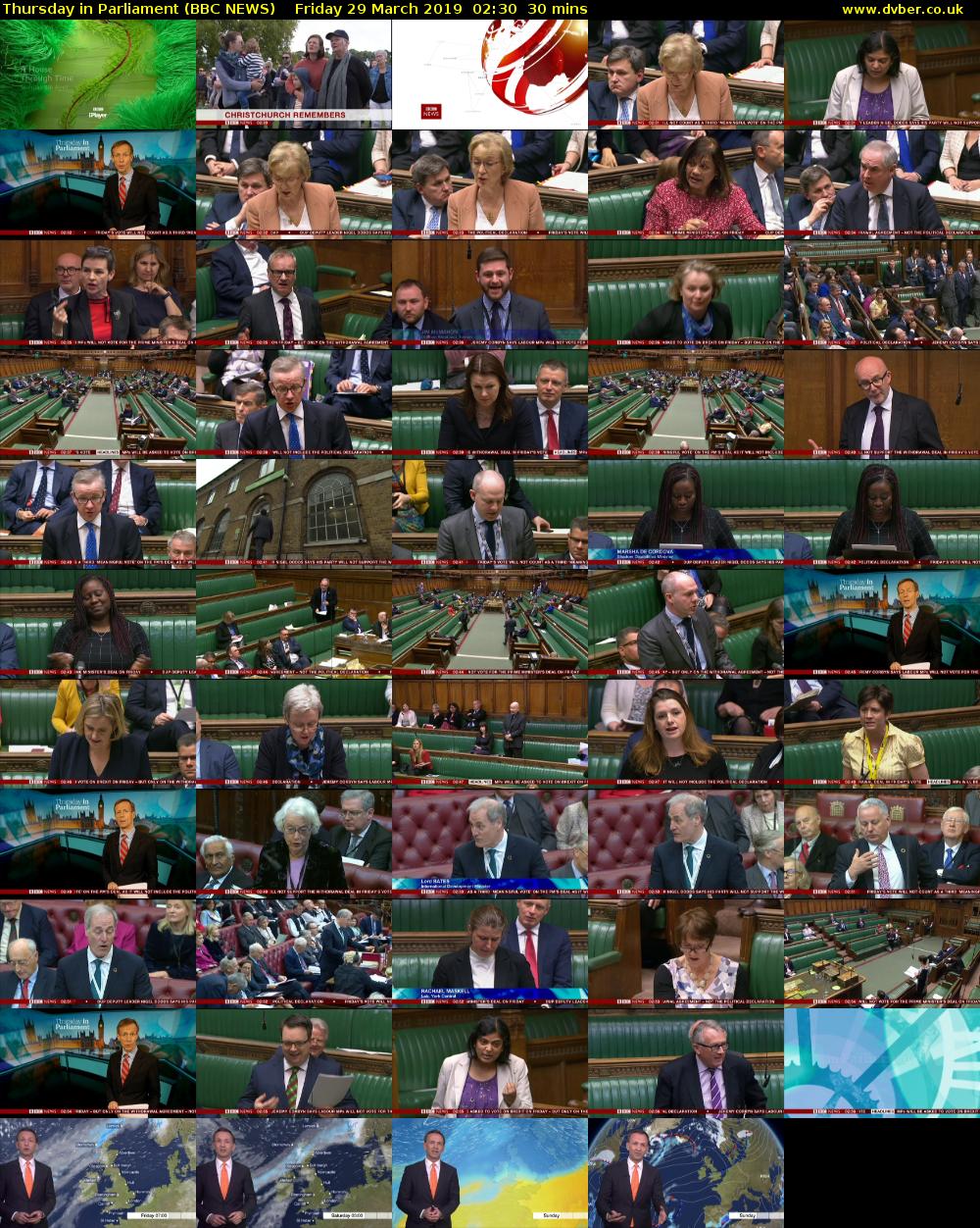 Thursday in Parliament (BBC NEWS) Friday 29 March 2019 02:30 - 03:00