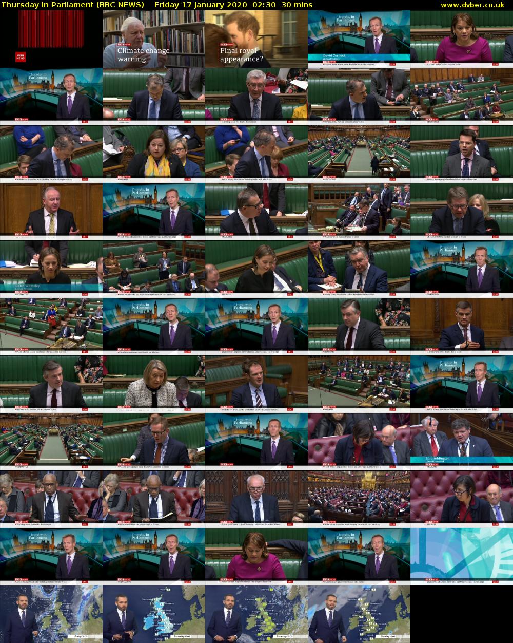 Thursday in Parliament (BBC NEWS) Friday 17 January 2020 02:30 - 03:00