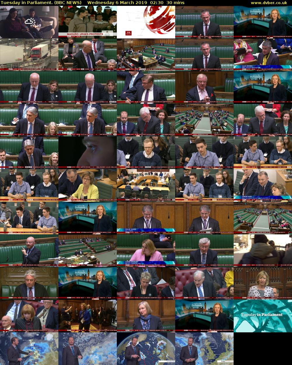 Tuesday in Parliament. (BBC NEWS) Wednesday 6 March 2019 02:30 - 03:00