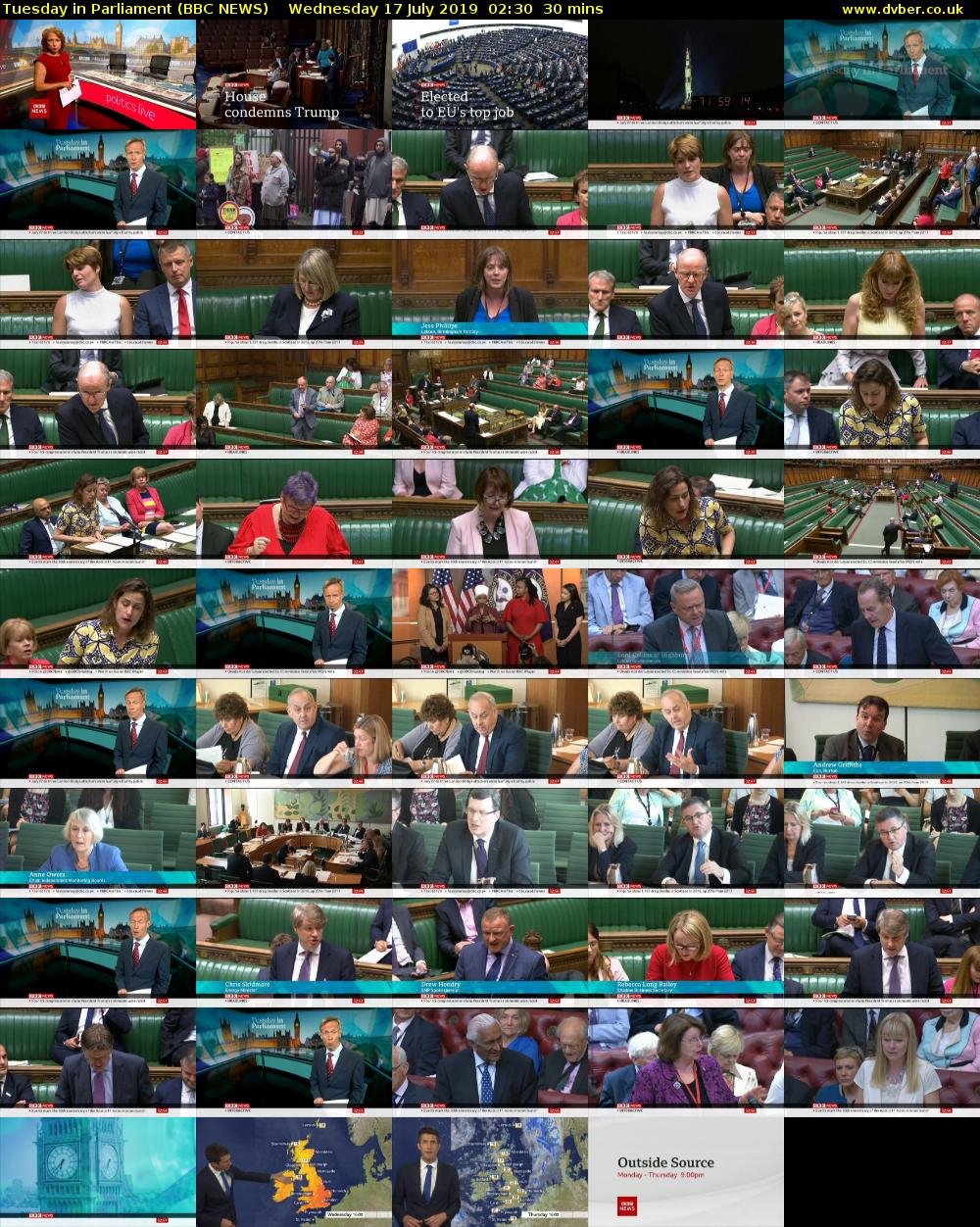 Tuesday in Parliament (BBC NEWS) Wednesday 17 July 2019 02:30 - 03:00