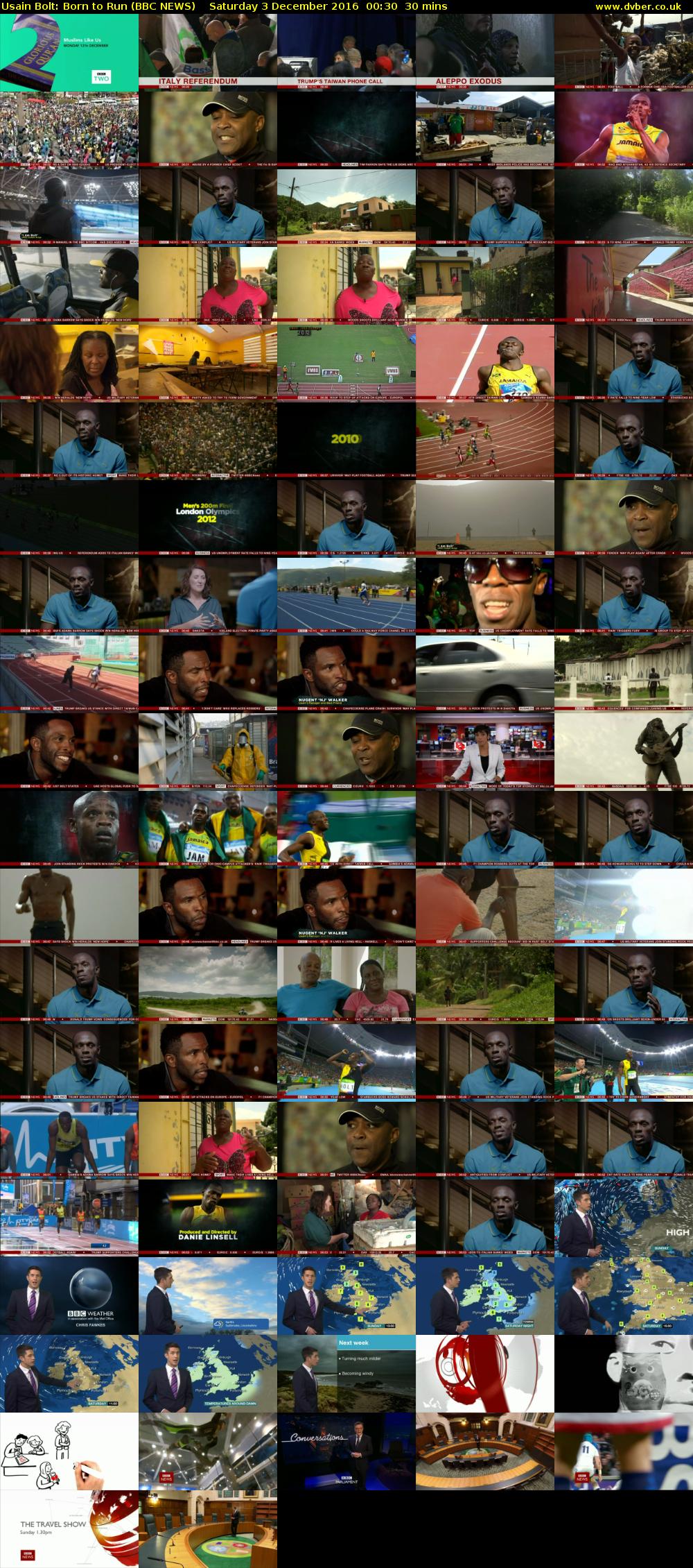 Usain Bolt: Born to Run (BBC NEWS) Saturday 3 December 2016 00:30 - 01:00