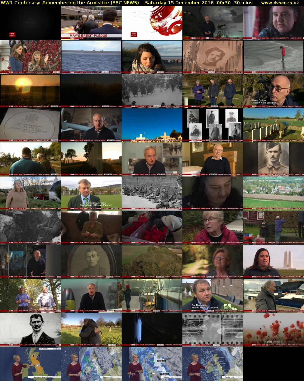 WW1 Centenary: Remembering the Armistice (BBC NEWS) Saturday 15 December 2018 00:30 - 01:00