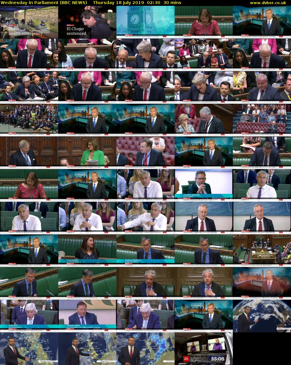 Wednesday in Parliament (BBC NEWS) Thursday 18 July 2019 02:30 - 03:00