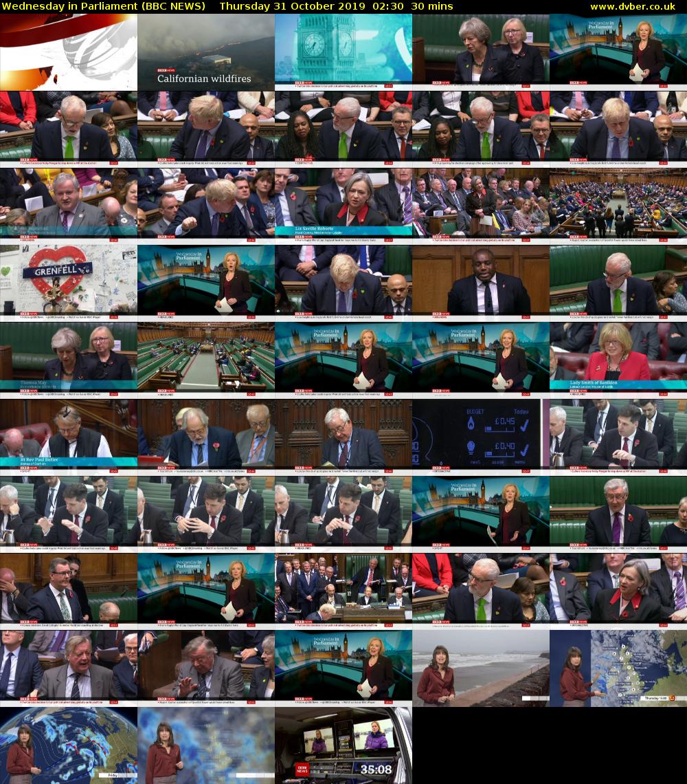 Wednesday in Parliament (BBC NEWS) Thursday 31 October 2019 02:30 - 03:00