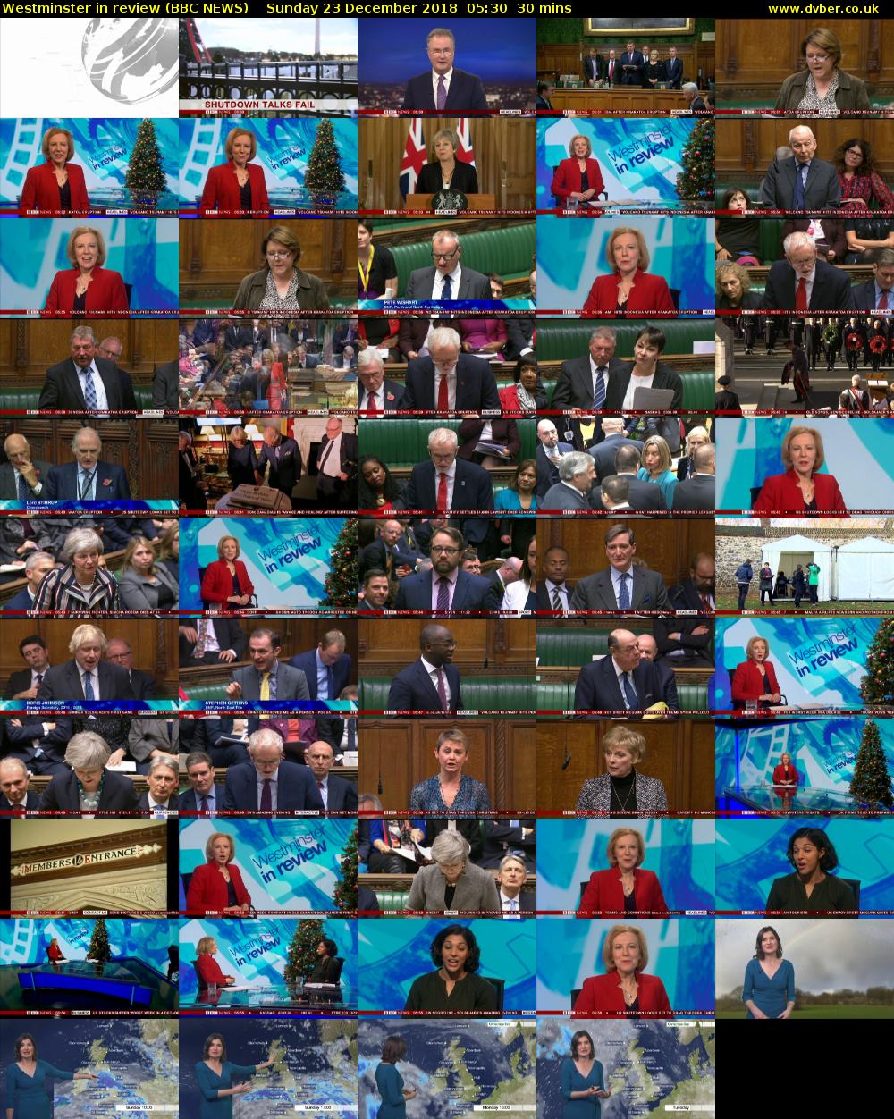 Westminster in review (BBC NEWS) Sunday 23 December 2018 05:30 - 06:00
