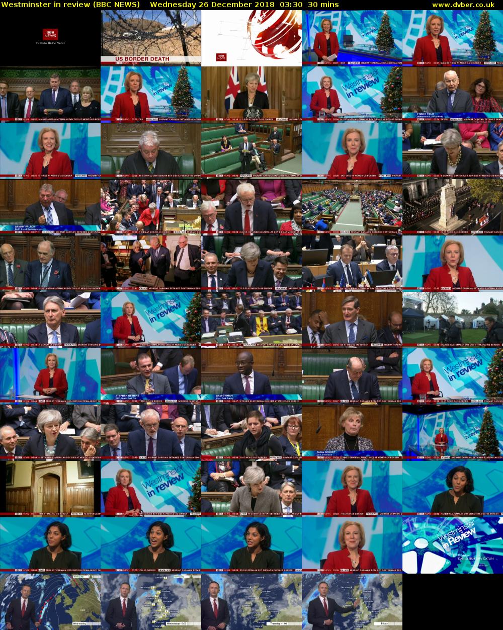 Westminster in review (BBC NEWS) Wednesday 26 December 2018 03:30 - 04:00