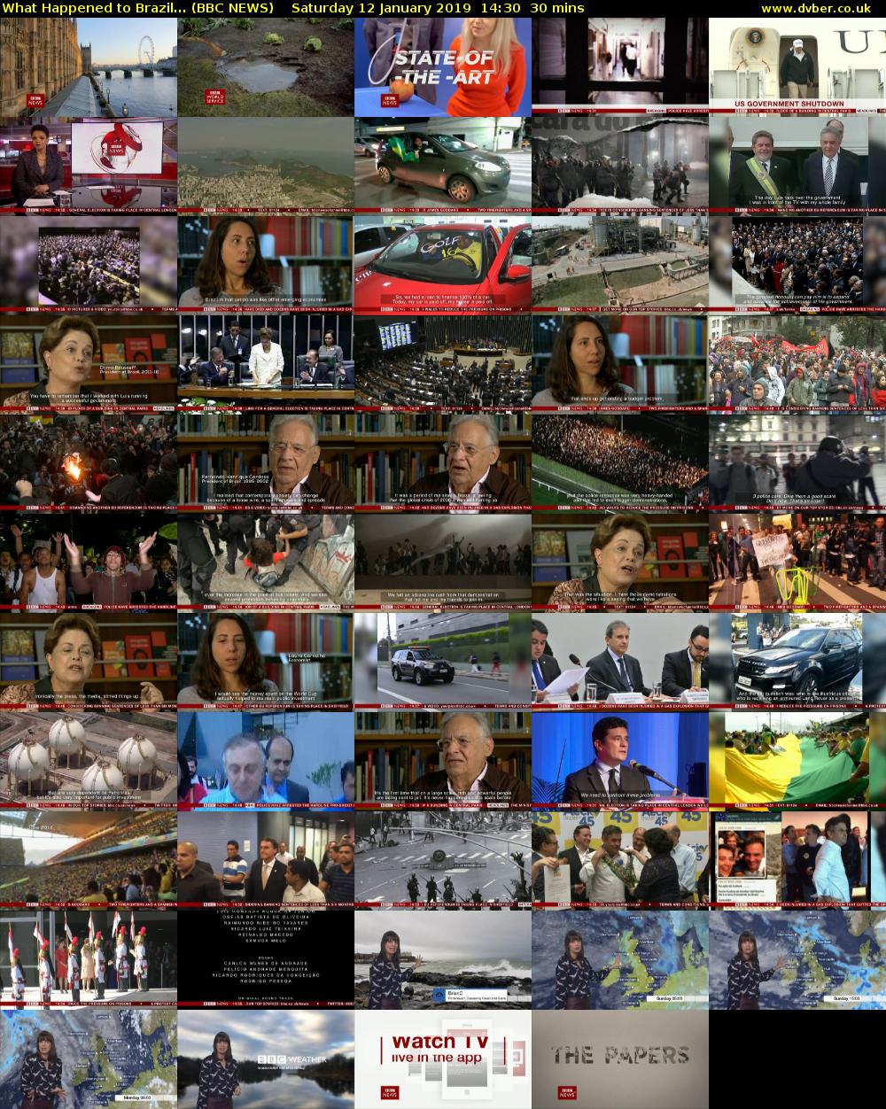 What Happened to Brazil... (BBC NEWS) Saturday 12 January 2019 14:30 - 15:00