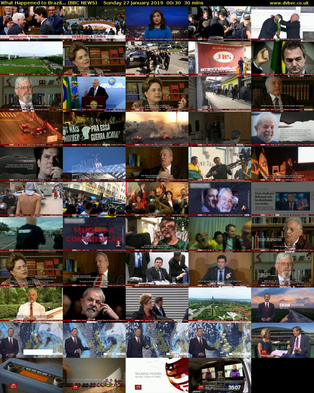 What Happened to Brazil... (BBC NEWS) Sunday 27 January 2019 00:30 - 01:00