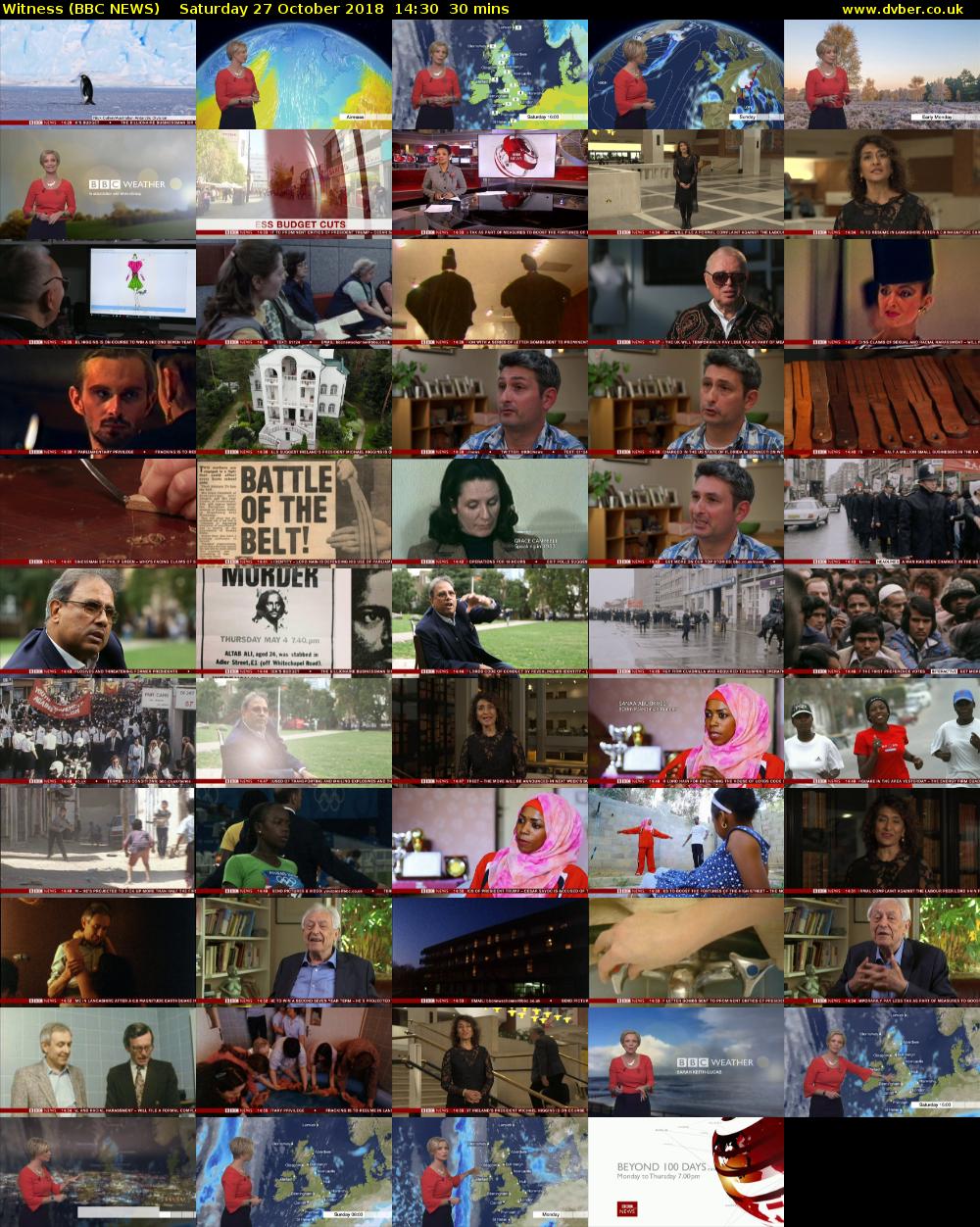 Witness (BBC NEWS) Saturday 27 October 2018 14:30 - 15:00