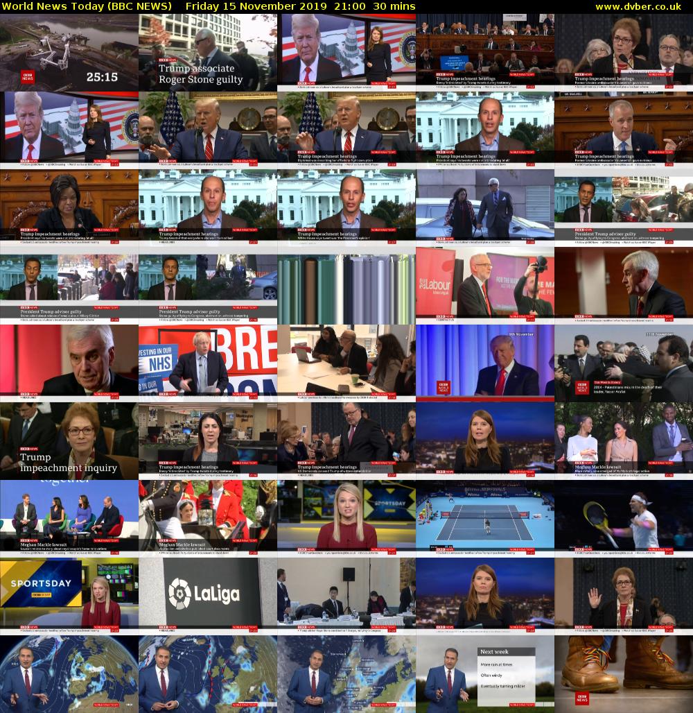 World News Today (BBC NEWS) Friday 15 November 2019 21:00 - 21:30
