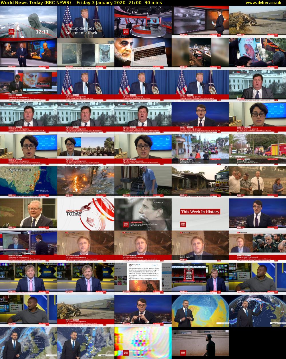 World News Today (BBC NEWS) Friday 3 January 2020 21:00 - 21:30