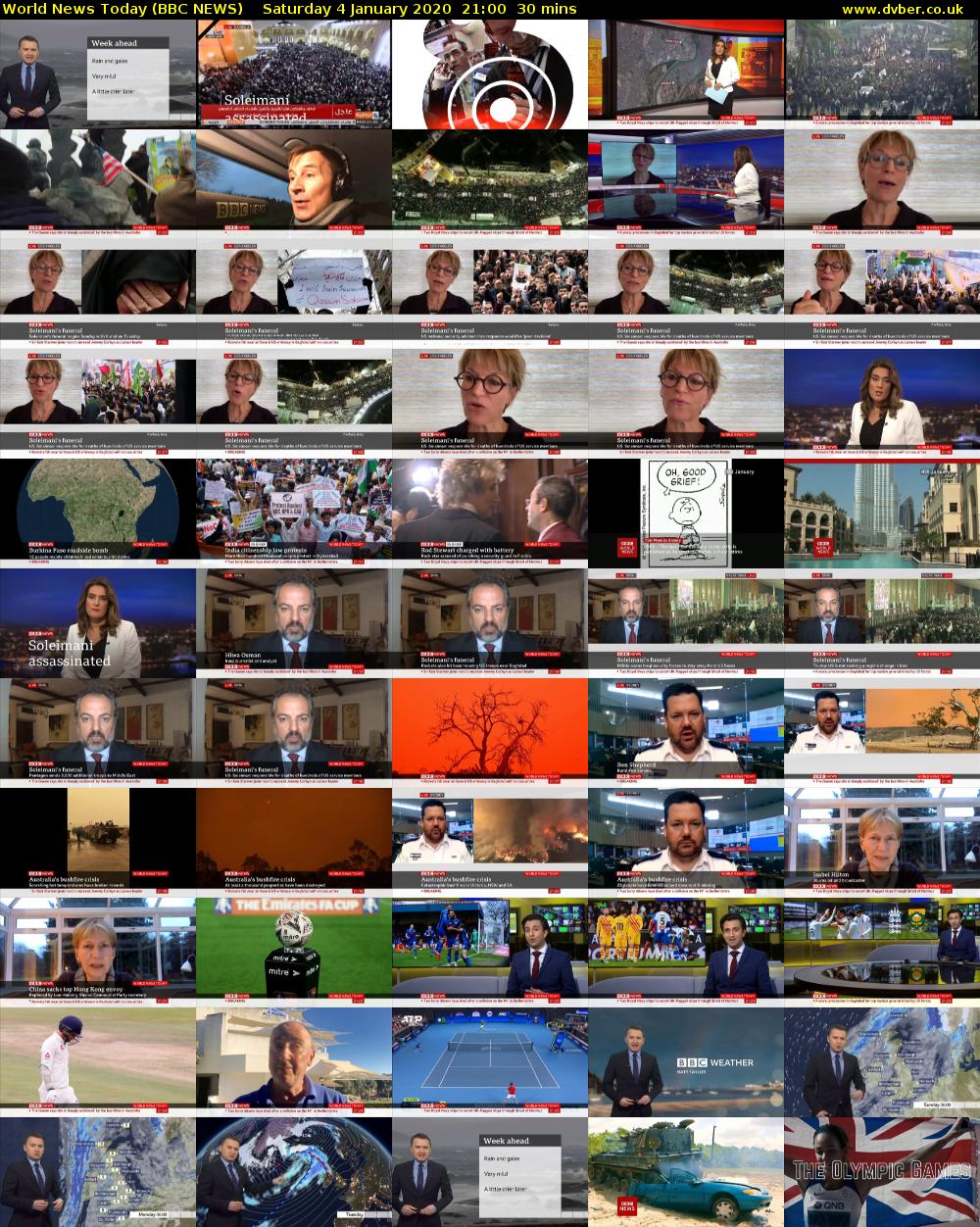 World News Today (BBC NEWS) Saturday 4 January 2020 21:00 - 21:30