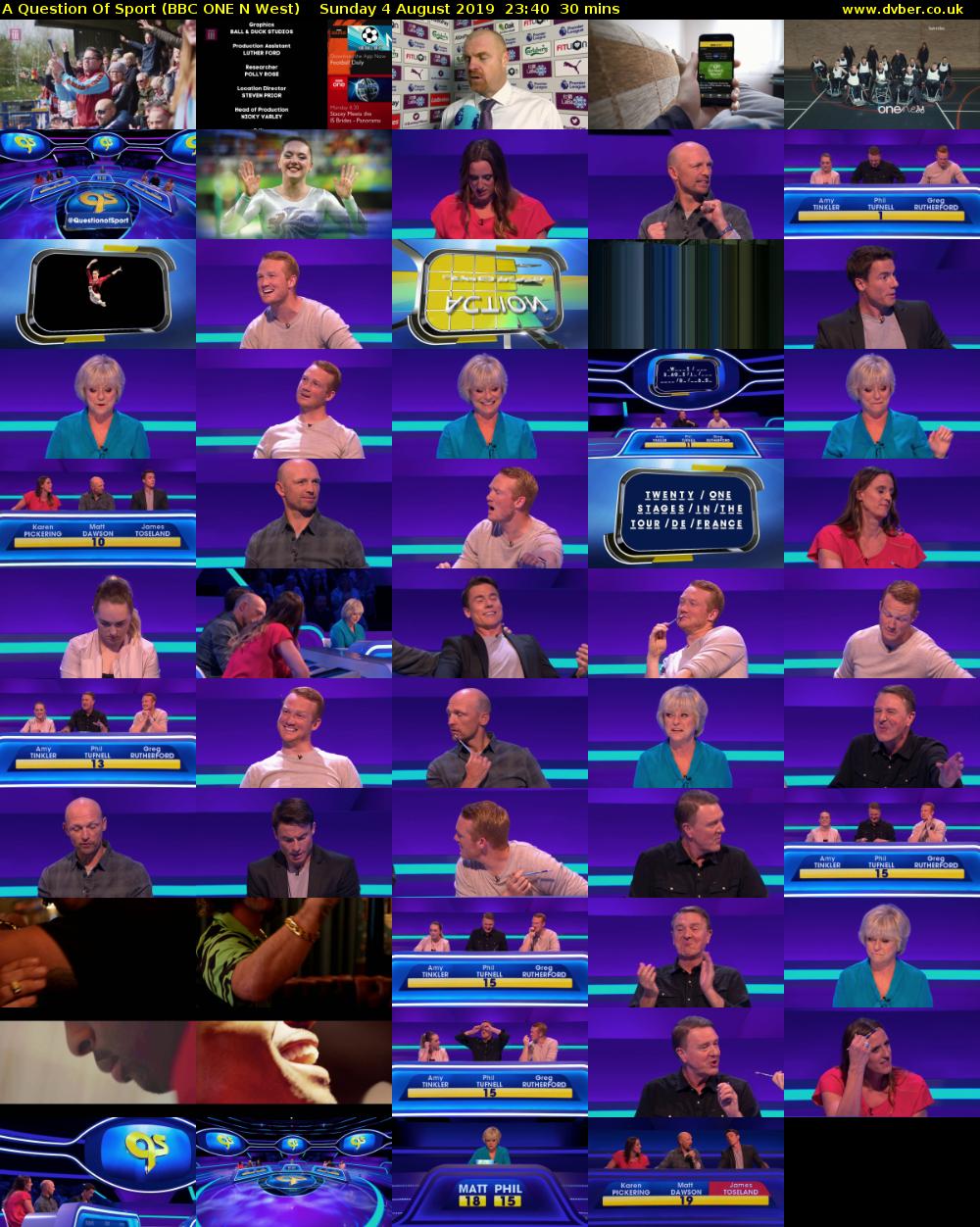 A Question Of Sport (BBC ONE N West) Sunday 4 August 2019 23:40 - 00:10