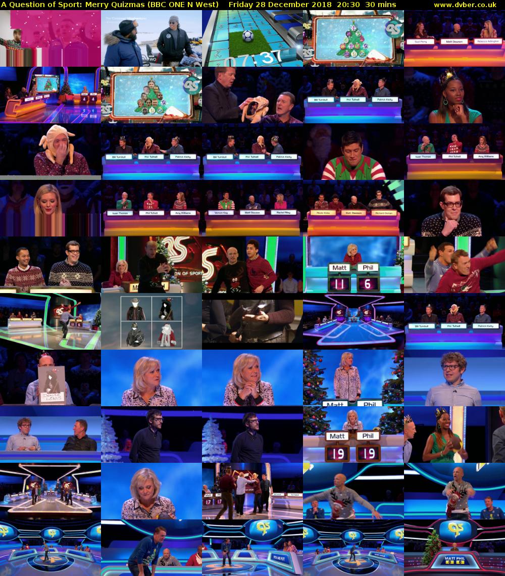 A Question of Sport: Merry Quizmas (BBC ONE N West) Friday 28 December 2018 20:30 - 21:00