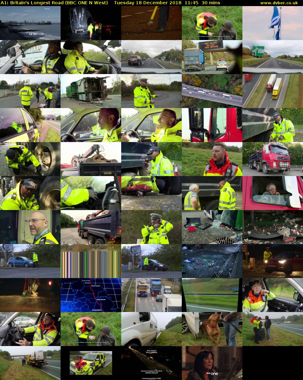 A1: Britain's Longest Road (BBC ONE N West) Tuesday 18 December 2018 11:45 - 12:15