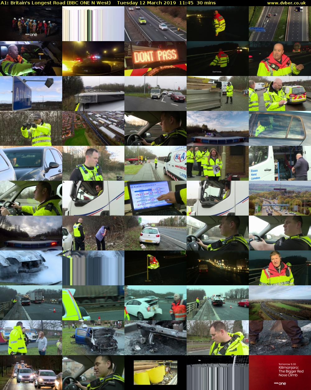 A1: Britain's Longest Road (BBC ONE N West) Tuesday 12 March 2019 11:45 - 12:15