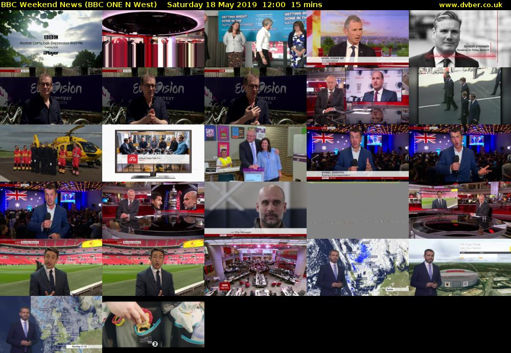 BBC Weekend News (BBC ONE N West) Saturday 18 May 2019 12:00 - 12:15