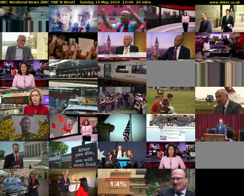 BBC Weekend News (BBC ONE N West) Sunday 19 May 2019 22:00 - 22:20