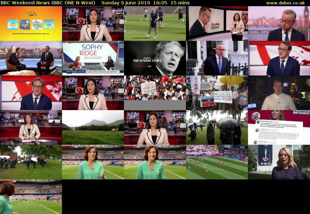 BBC Weekend News (BBC ONE N West) Sunday 9 June 2019 16:05 - 16:20