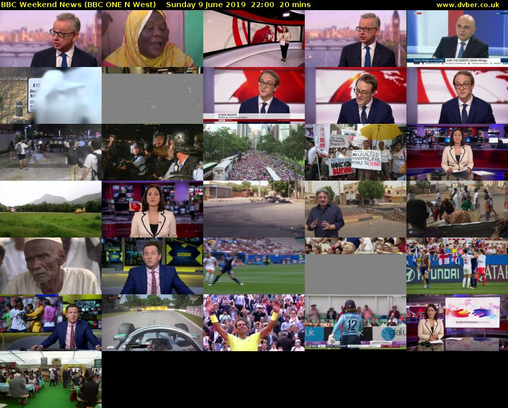 BBC Weekend News (BBC ONE N West) Sunday 9 June 2019 22:00 - 22:20