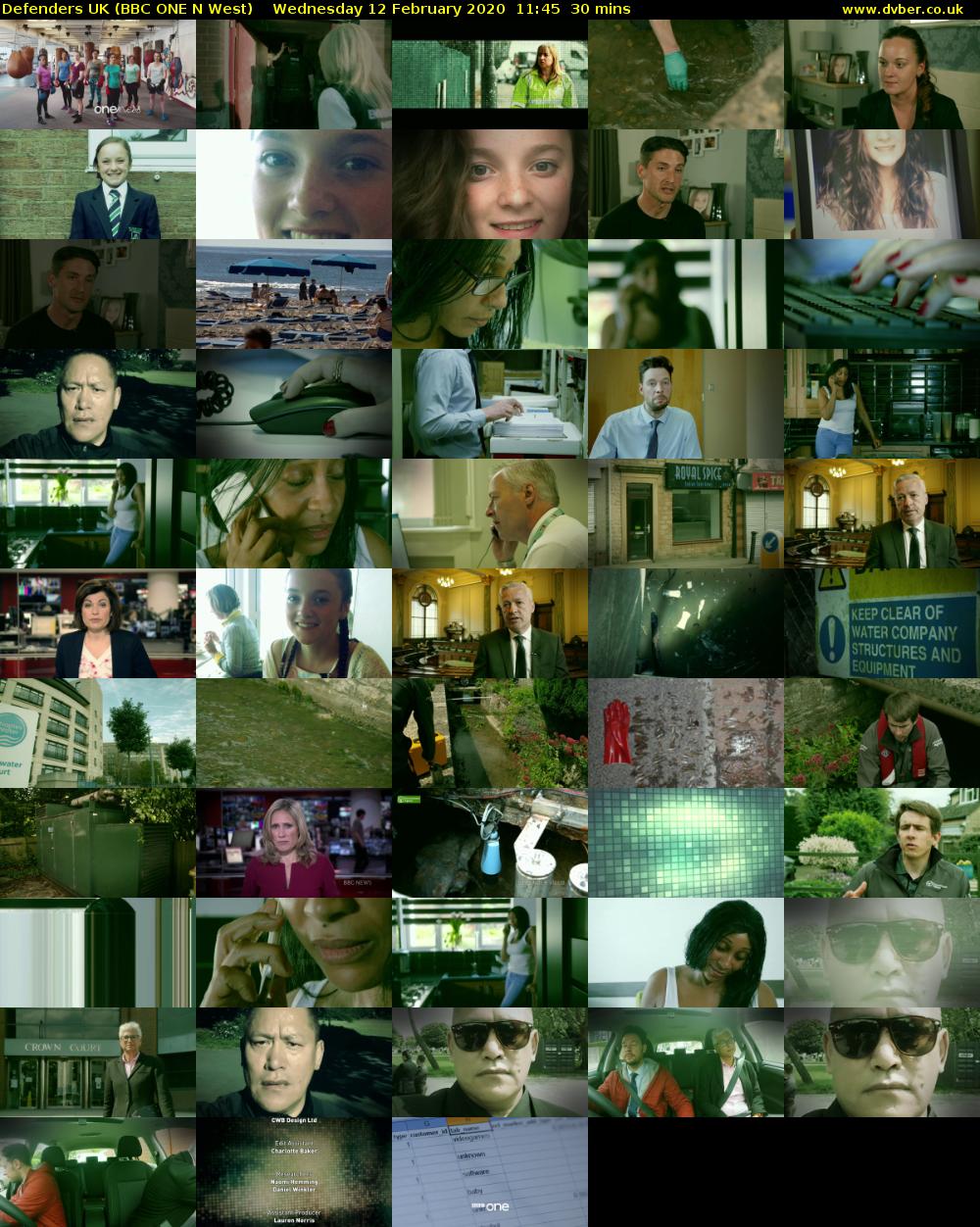 Defenders UK (BBC ONE N West) Wednesday 12 February 2020 11:45 - 12:15