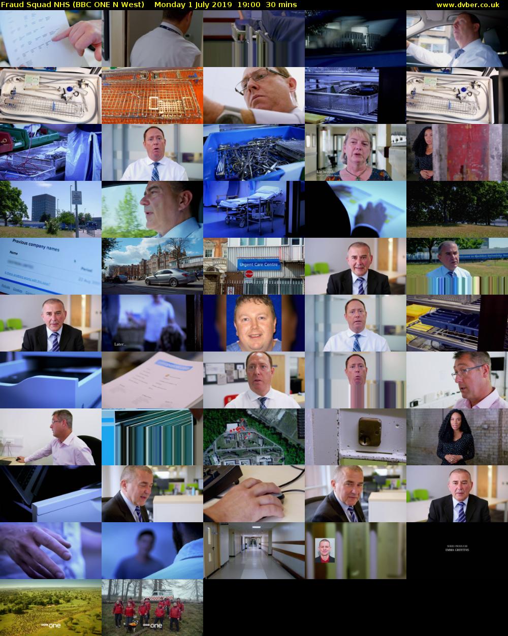 Fraud Squad NHS (BBC ONE N West) Monday 1 July 2019 19:00 - 19:30