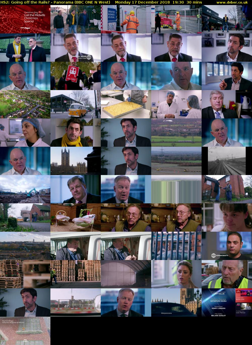 HS2: Going off the Rails? - Panorama (BBC ONE N West) Monday 17 December 2018 19:30 - 20:00