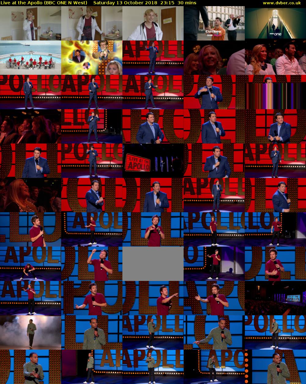 Live at the Apollo (BBC ONE N West) Saturday 13 October 2018 23:15 - 23:45