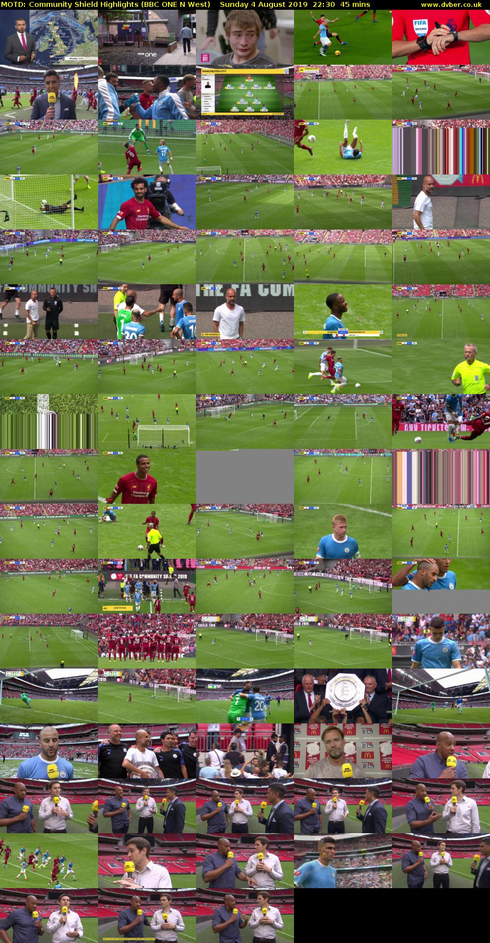 MOTD: Community Shield Highlights (BBC ONE N West) Sunday 4 August 2019 22:30 - 23:15