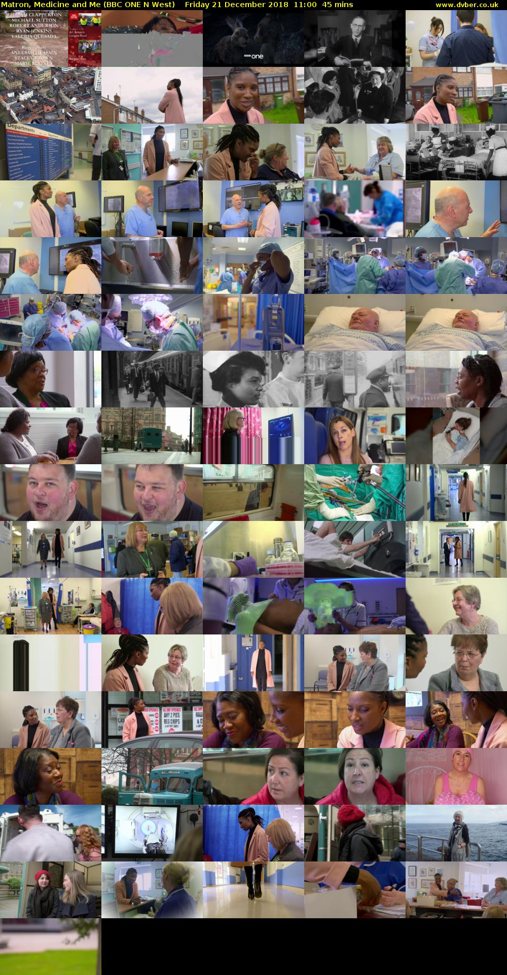 Matron, Medicine and Me (BBC ONE N West) Friday 21 December 2018 11:00 - 11:45