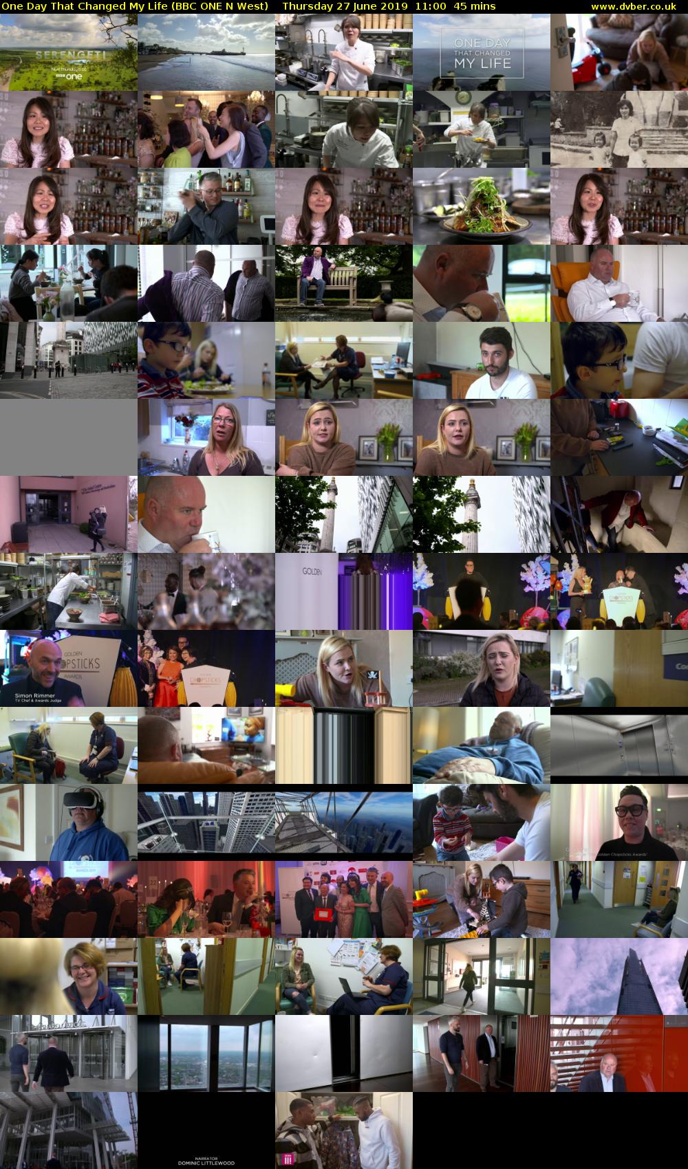 One Day That Changed My Life (BBC ONE N West) Thursday 27 June 2019 11:00 - 11:45