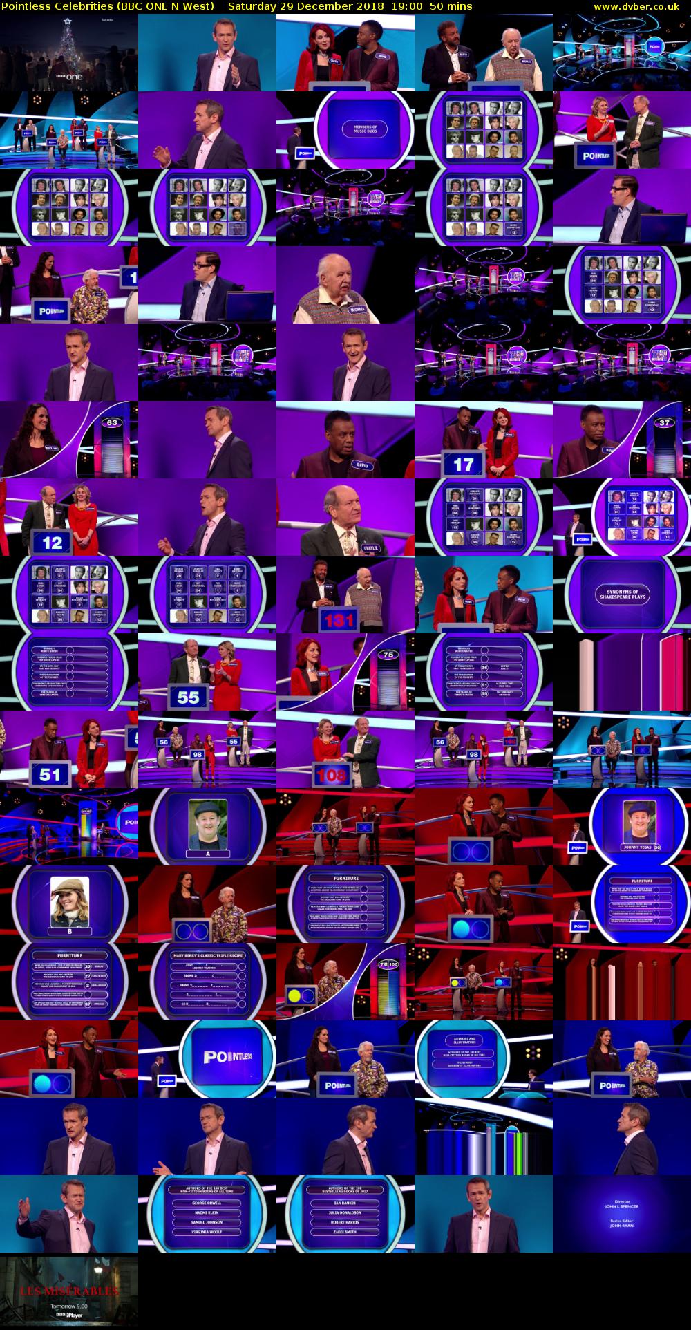 Pointless Celebrities (BBC ONE N West) Saturday 29 December 2018 19:00 - 19:50