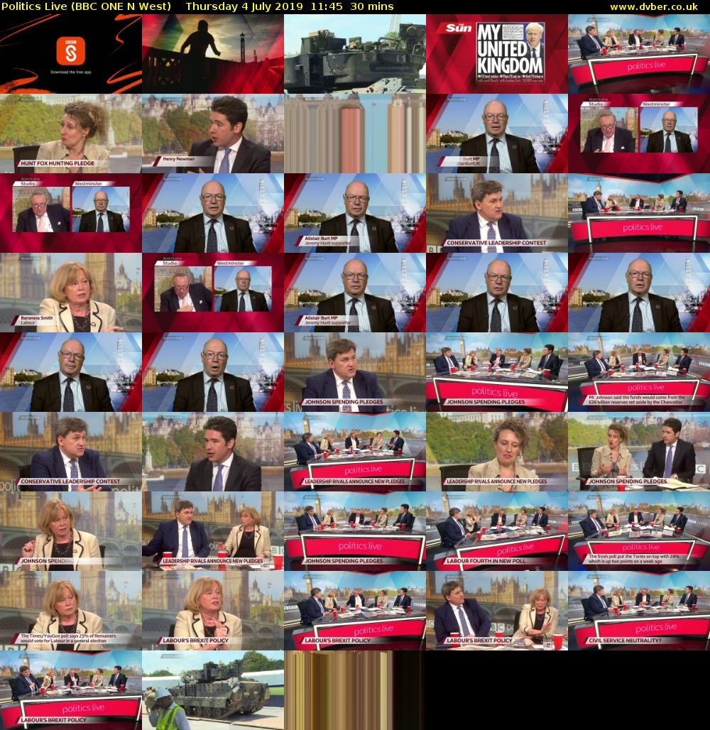 Politics Live (BBC ONE N West) Thursday 4 July 2019 11:45 - 12:15
