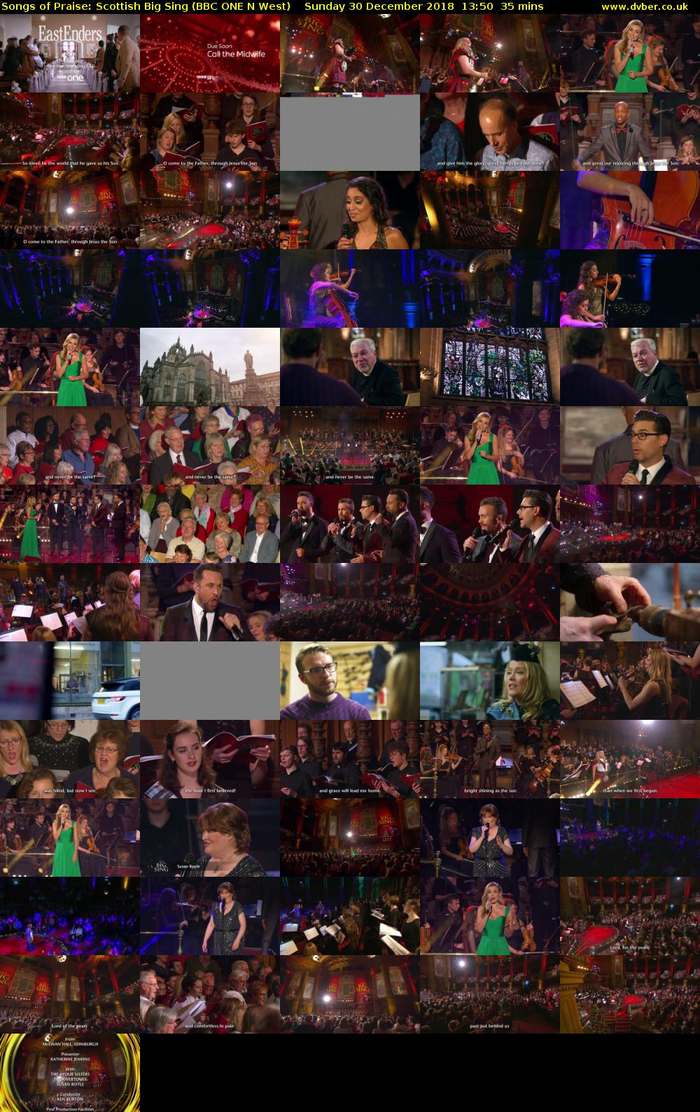 Songs of Praise: Scottish Big Sing (BBC ONE N West) Sunday 30 December 2018 13:50 - 14:25