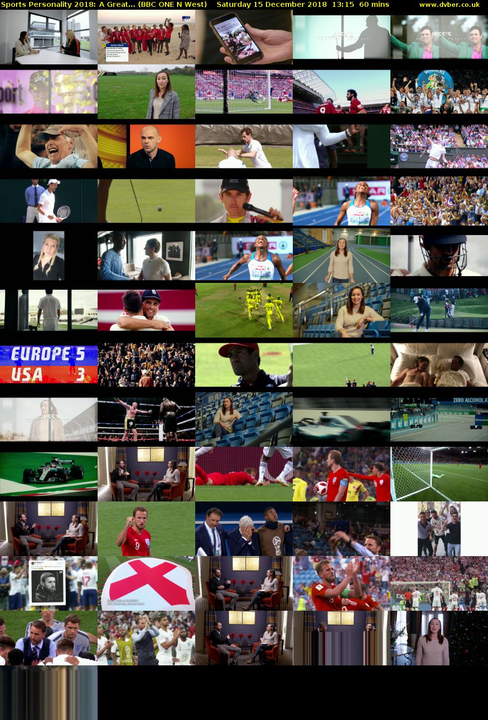 Sports Personality 2018: A Great... (BBC ONE N West) Saturday 15 December 2018 13:15 - 14:15