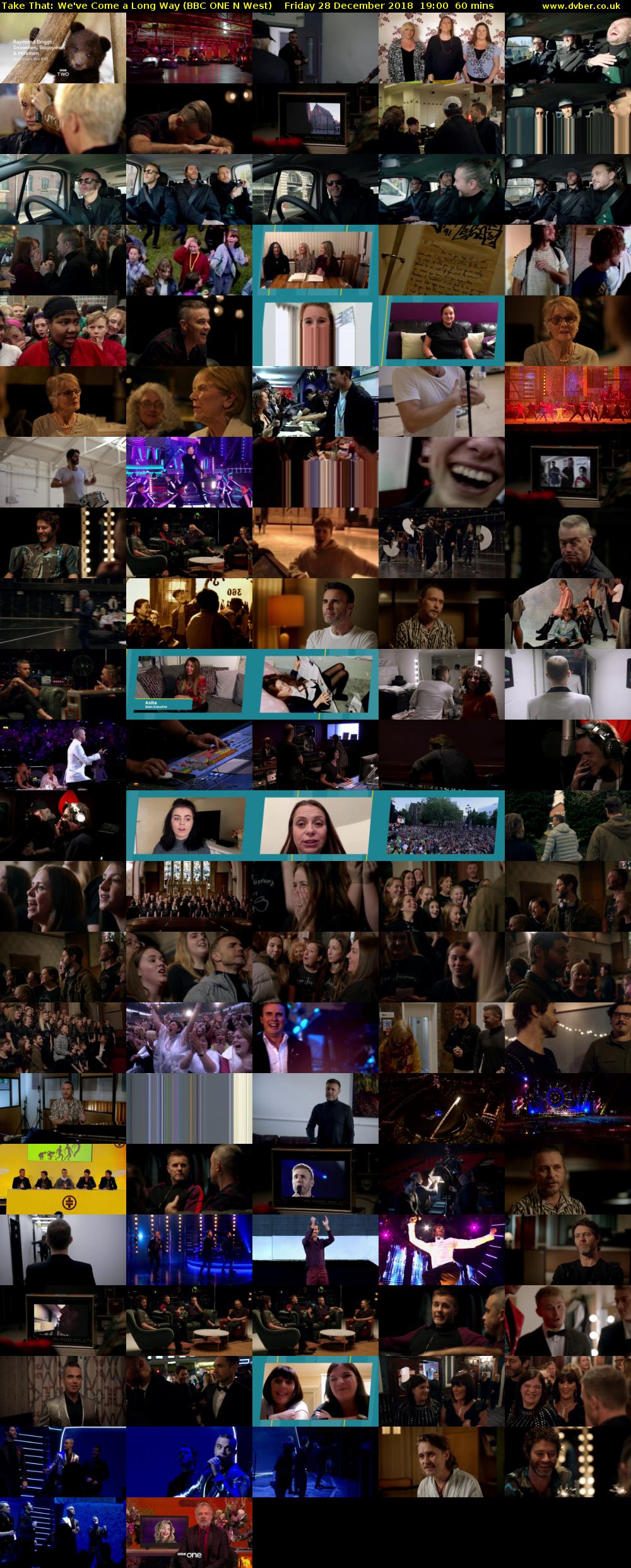 Take That: We've Come a Long Way (BBC ONE N West) Friday 28 December 2018 19:00 - 20:00