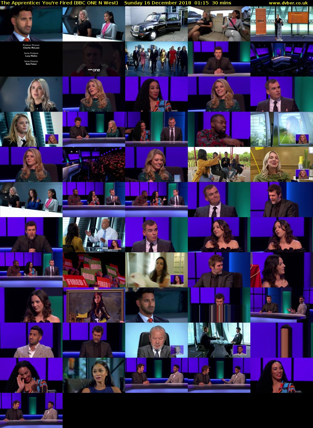 The Apprentice: You're Fired (BBC ONE N West) Sunday 16 December 2018 01:15 - 01:45
