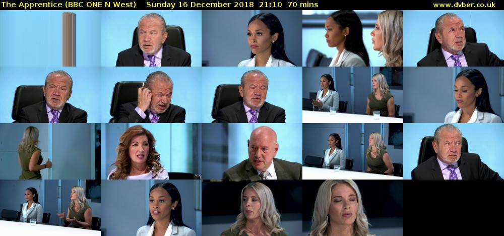 The Apprentice (BBC ONE N West) Sunday 16 December 2018 21:10 - 22:20