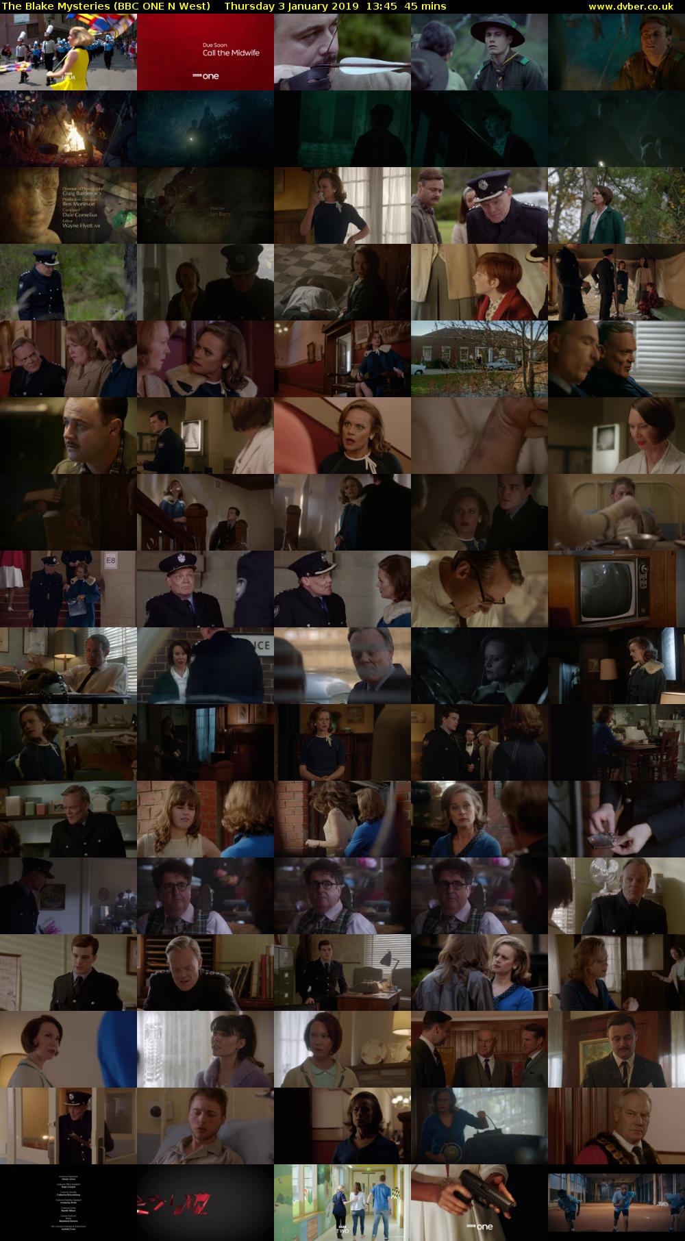 The Blake Mysteries (BBC ONE N West) Thursday 3 January 2019 13:45 - 14:30