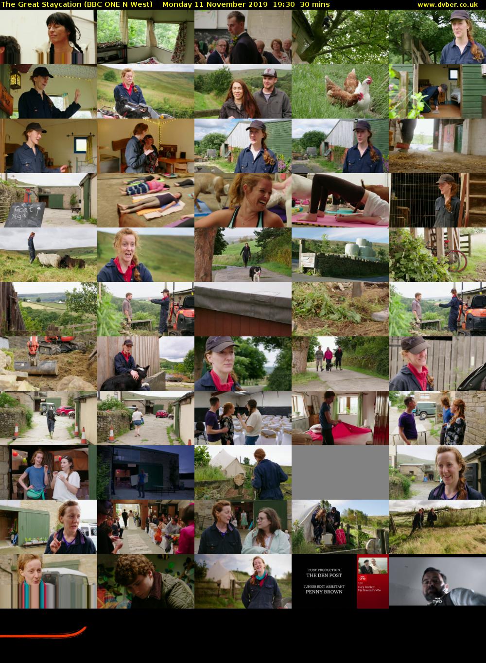 The Great Staycation (BBC ONE N West) Monday 11 November 2019 19:30 - 20:00