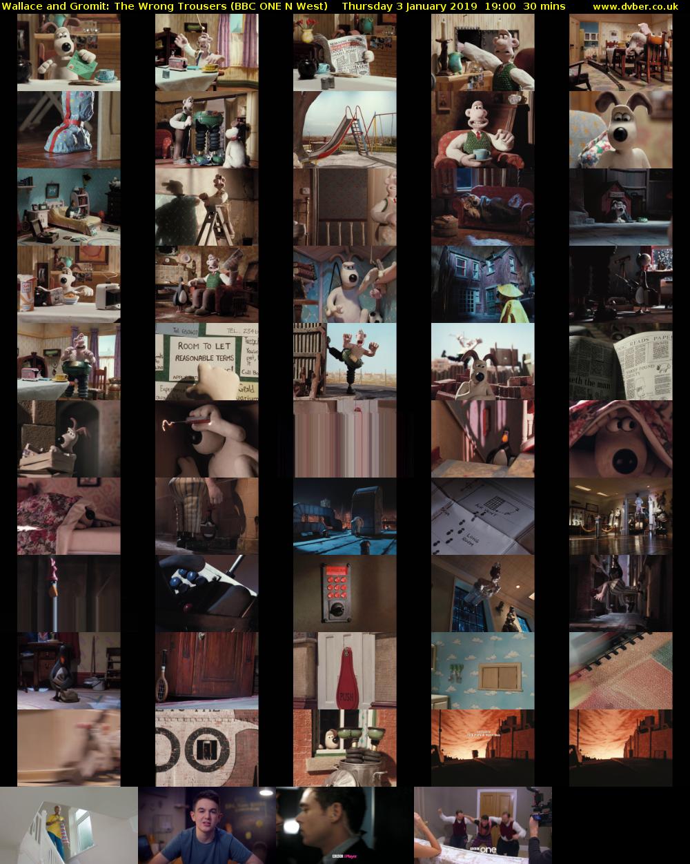 Wallace and Gromit: The Wrong Trousers (BBC ONE N West) Thursday 3 January 2019 19:00 - 19:30