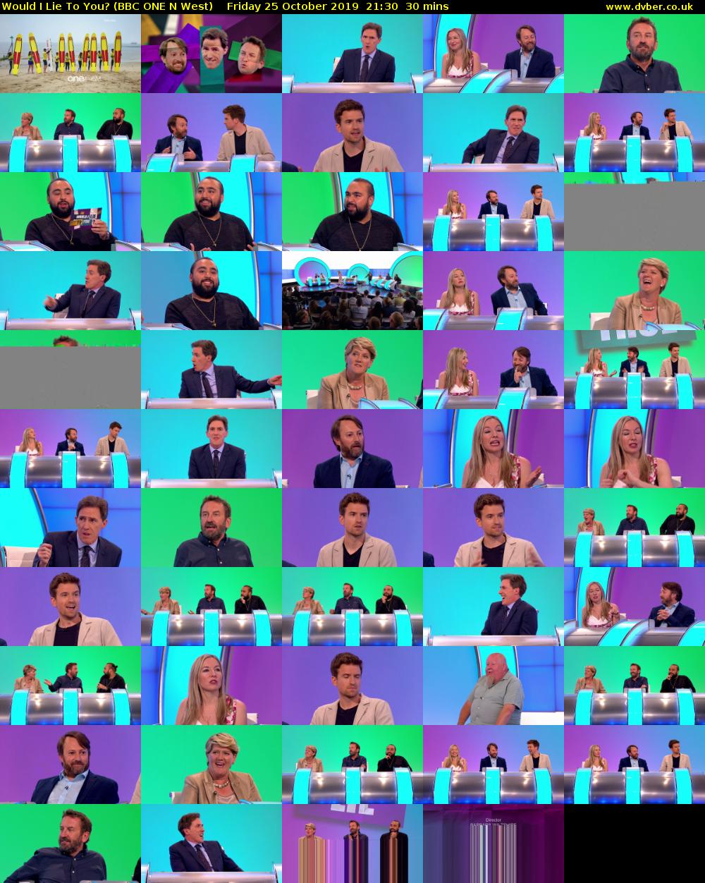 Would I Lie To You? (BBC ONE N West) Friday 25 October 2019 21:30 - 22:00
