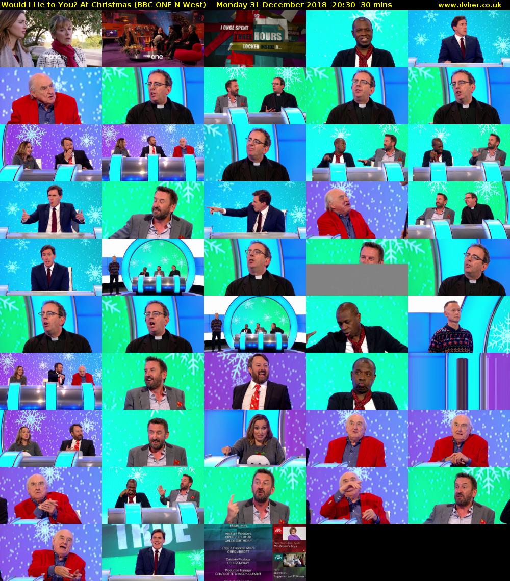 Would I Lie to You? At Christmas (BBC ONE N West) Monday 31 December 2018 20:30 - 21:00
