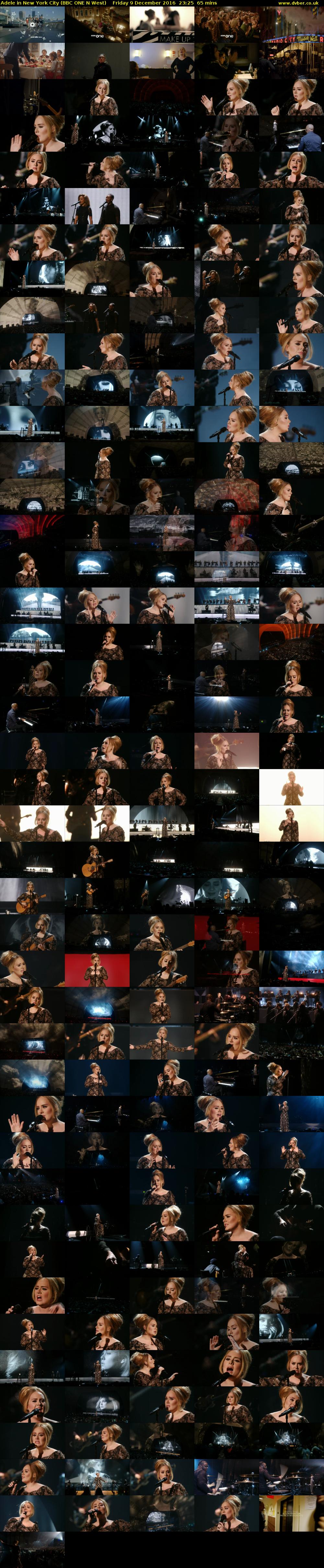 Adele in New York City (BBC ONE N West) Friday 9 December 2016 23:25 - 00:30