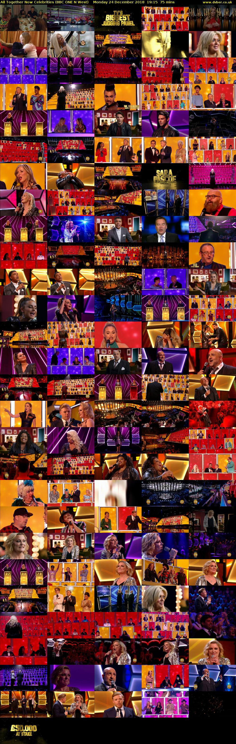 All Together Now Celebrities (BBC ONE N West) Monday 24 December 2018 19:15 - 20:30