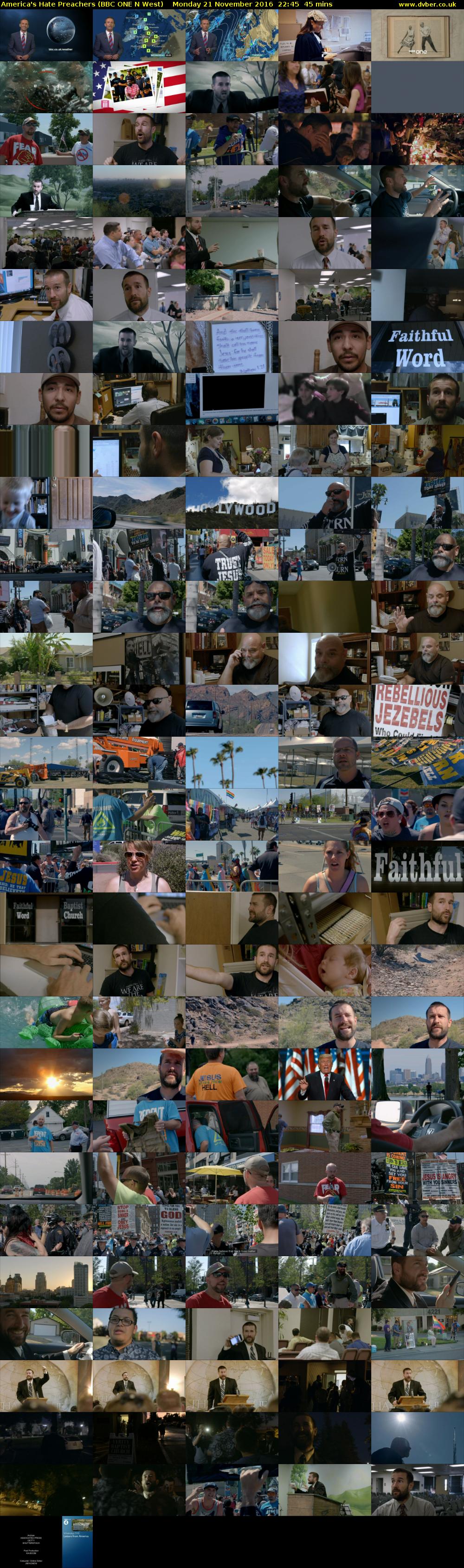 America's Hate Preachers (BBC ONE N West) Monday 21 November 2016 22:45 - 23:30
